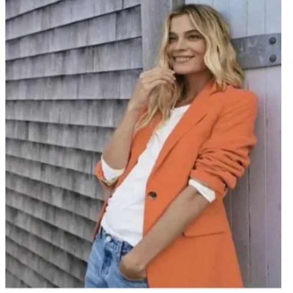 Outerknown Henry Corduroy Orange Blazer sz 4 - Picture 8 of 10